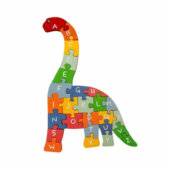 Imagem de Quebra-Cabeça Dinossauro - Braquiossauro -- Alfabeto e Números - Madeira - Fabrika dos Sonhos
