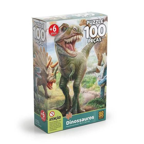 Imagem de Quebra Cabeça Dinossauros 100 Peças - Grow