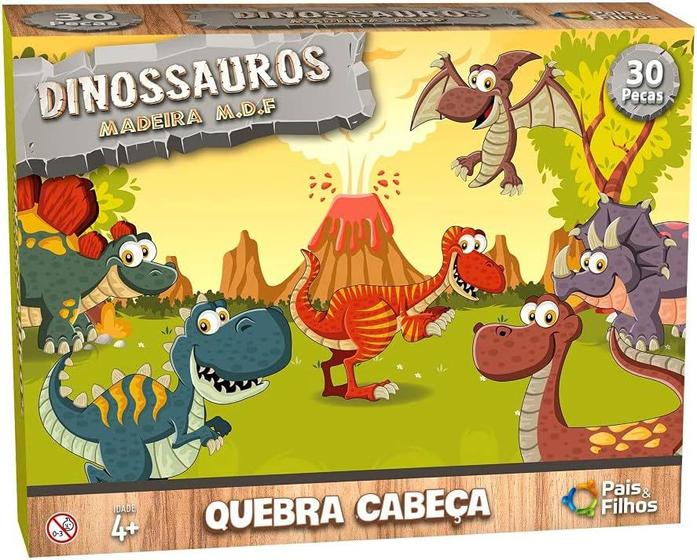 Imagem de Quebra Cabeça Dinossauros - 30 Peças - Madeira