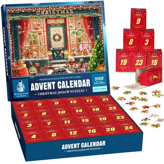 Imagem de Quebra-cabeça do calendário do advento Engfa 2024 e Natal 1008 peças