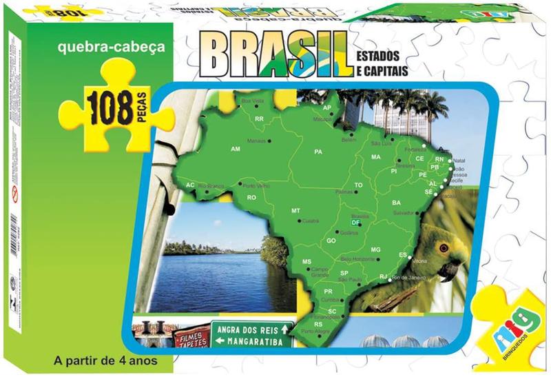 Imagem de Quebra Cabeça Educativo Mapa Brasil Infantil 108 Peças Nig