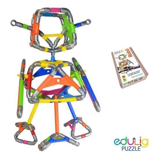 Imagem de Quebra-Cabeça Edulig Puzzle 3D Robô - 93 Peças E Conexões