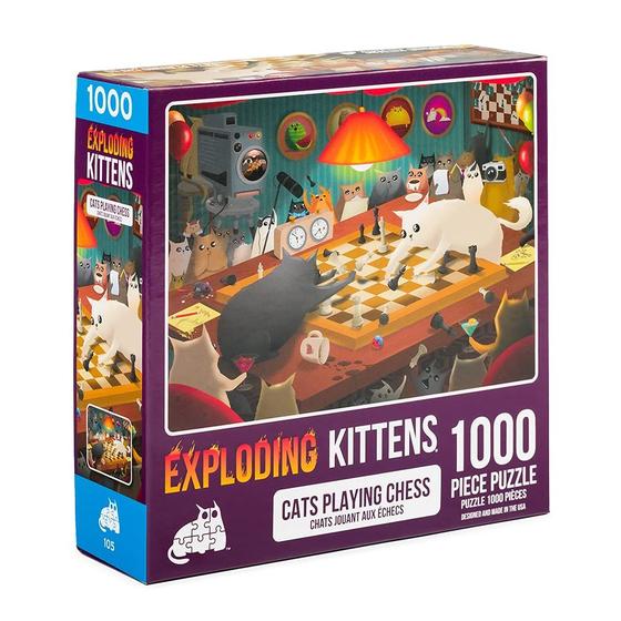 Imagem de Quebra-Cabeça Exploding Kittens - Gatos Jogando Xadrez (1000 Peças)