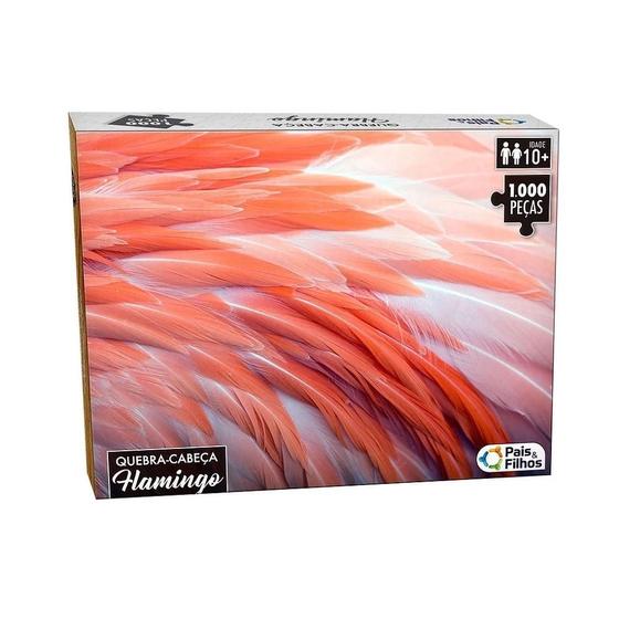 Imagem de Quebra Cabeca Flamingo 1000 Pecas Premium Penas Rosa - Pais e Filhos