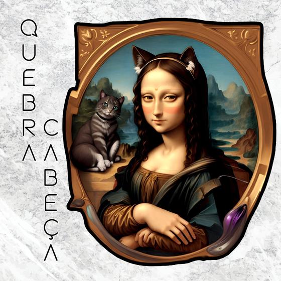 Imagem de Quebra-Cabeça Gato Monalisa, Louvre. Peças em Formatos Especiais. Gatos Ilustrações Exclusivas