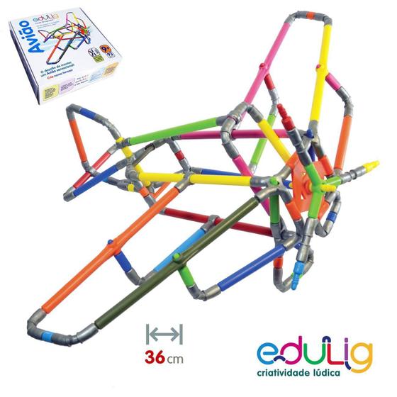 Imagem de Quebra-cabeça Geométrico Edulig Puzzle 3D Avião - 85 peças e conexões