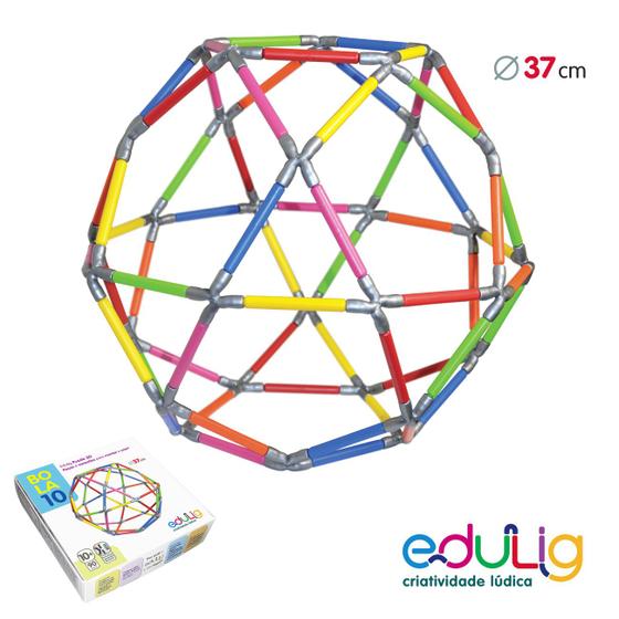 Imagem de Quebra-cabeça  Geométrico Edulig Puzzle 3D Bola 10 Icosidodecaedro - 90 peças e conexões - 37 cm diâmetro