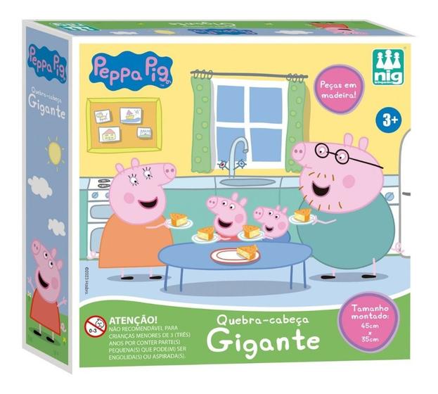 Imagem de Quebra Cabeça Gigante Peppa Pig Grande em MDF Brinquedo Infantil Com 16 Peças Menino Menina 3 Anos
