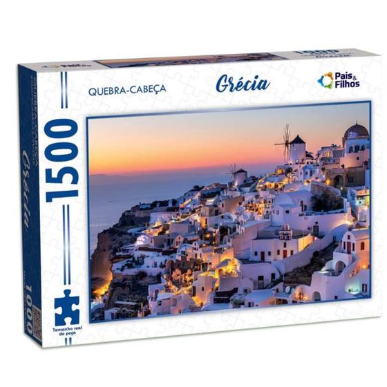 Imagem de Quebra Cabeça Grécia Sunset 1500 Peças Puzzle Grande Premium