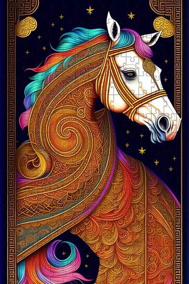 Imagem de Quebra-Cabeça IA Magia do Cavalo Colorido 300 peças