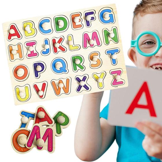 Imagem de Quebra-Cabeça Indantil Encaixe Divertido Com Pinos Letras