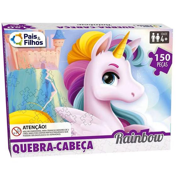 Imagem de Quebra Cabeça Infantil Cartonado Unicornio Rainbow 150 Peças  Pais e Filhos  Diversão