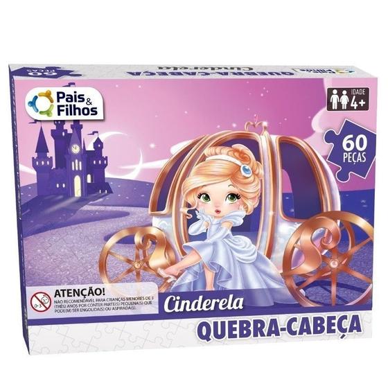 Imagem de Quebra cabeça infantil cinderela 60 peças - pais e filhos