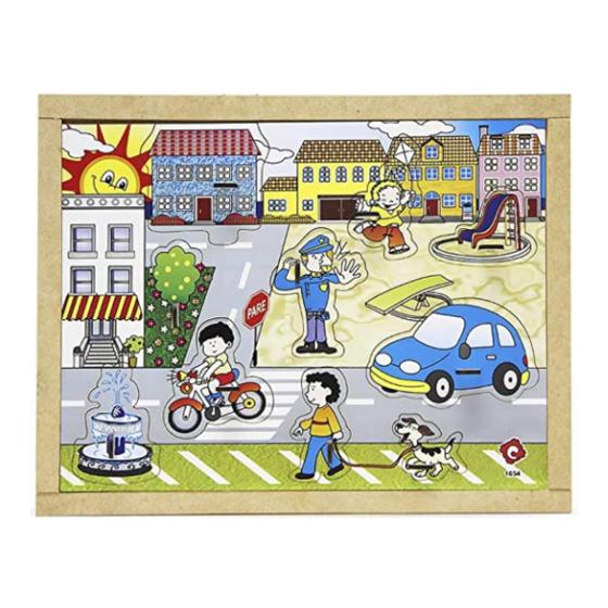 Imagem de Quebra-cabeça Infantil com pinos Cidade 10 peças Brinquedo Educativo MDF - Carlu - 3 anos