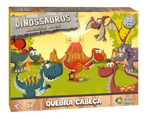 Imagem de Quebra Cabeça Infantil Dinossauros 30 Peças Grandes - Mdf