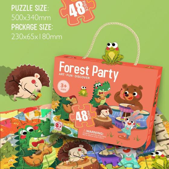 Imagem de Quebra-Cabeça Infantil DIY - 48 Peças com Desenhos de Animais