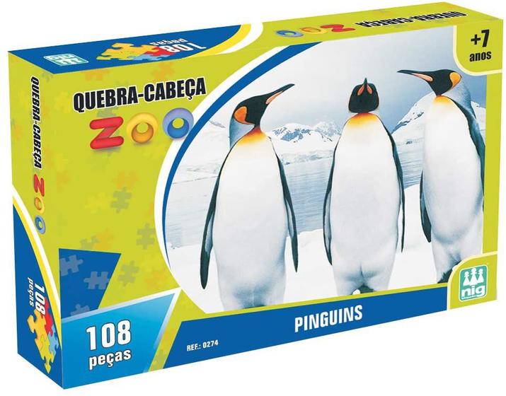 Imagem de Quebra Cabeça Infantil Educativo Bichos Zoo Pinguim 108 pçs