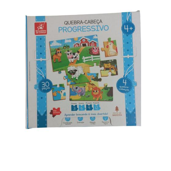Quebra Cabeça Infantil Educativo Madeira Progressivo - Brincadeira de ...