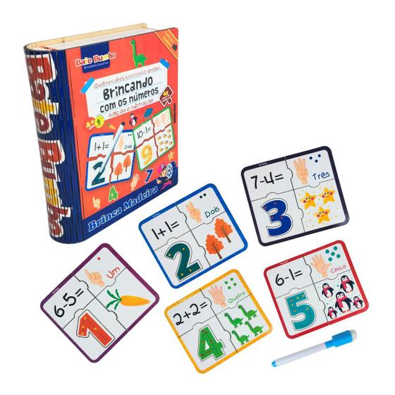 Imagem de Quebra cabeça Infantil Escreva e Apague Brincando com Números Brinquedo Educativo Matemática  Bate Bumbo  4 anos