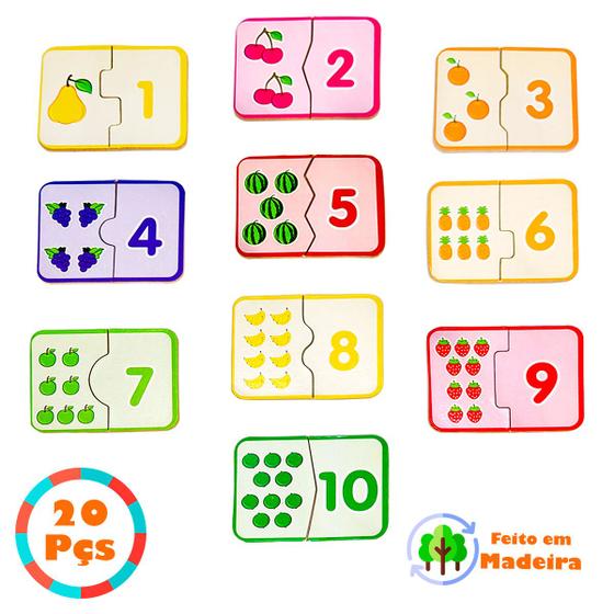 Quebra Cabeça Infantil Jogo dos Numéros 1 a 10 Brinquedo De Encaixe ...