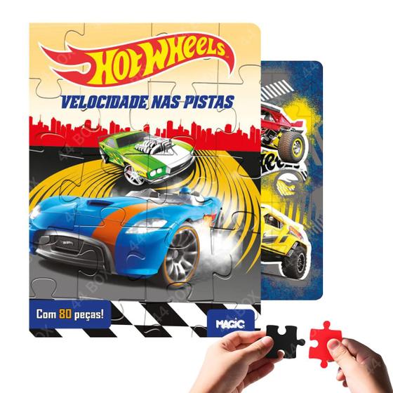 Imagem de Quebra Cabeça Infantil Livro HotWheels 80 Peças Oferta