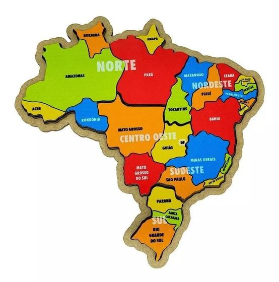 Quebra Cabeça Infantil Mapa Brasil Regiões Educativo MDF 3399 Menor preço em Quebra Cabeça Infantil Mapa Brasil Regiões Educativo MDF 3399