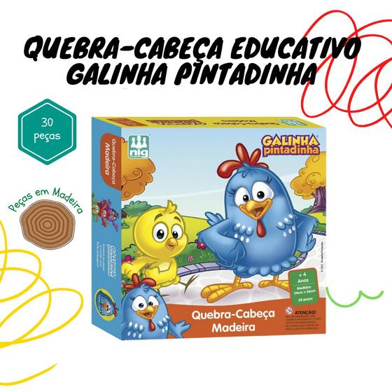 Imagem de Quebra Cabeça Infantil Pedagogico Educativo Galinha Pintadinha 30 Peças Quebra=Cabeça Em Madeira Nig Brinquedos