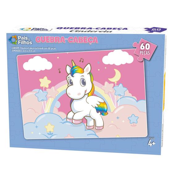 Imagem de Quebra Cabeça Infantil Personagem Unicornio 60 Peças - Pais e Filhos