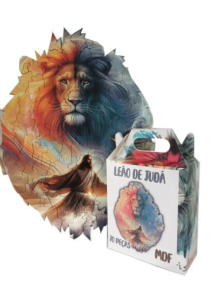 Imagem de Quebra-cabeça Jesus Cristo e o Leão de Judá 70 peças em mdf