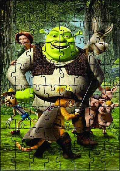 Imagem de Quebra-Cabeça Jogo Infantil Shrek 64 Peças MDF 18x26