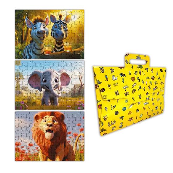 Imagem de Quebra Cabeça Kit Com 3 Modelos Animais Selvagens