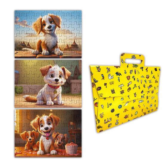 Imagem de Quebra Cabeça Kit Com 3 Modelos Cachorros - Vol 7