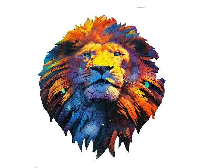 Imagem de Quebra-cabeça Leão Colors em MDF 70 peças