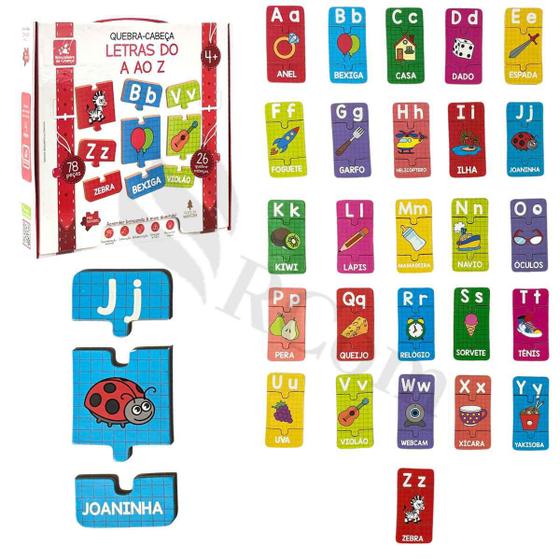 Quebra Cabeça Letras Do A Ao Z - Brincadeira de Criança 78 Peças em ...