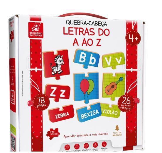 Imagem de Quebra-Cabeça Letras do A ao Z com 78 PÇ - Brincadeira de Criança Ref  9305