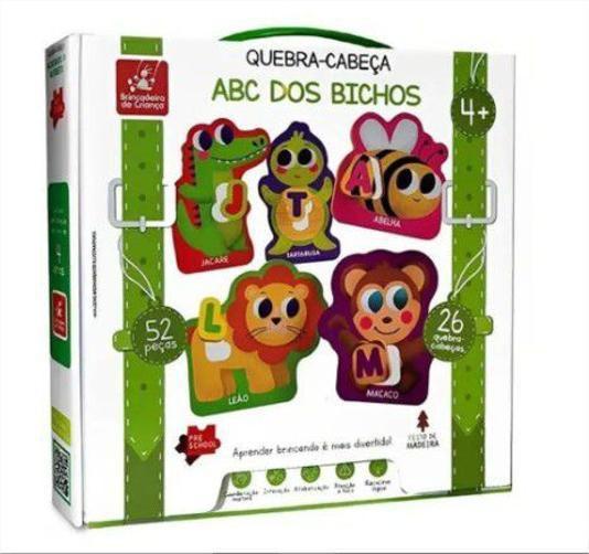 Imagem de Quebra Cabeça Madeira Abc Dos Bichos 52 Pcs