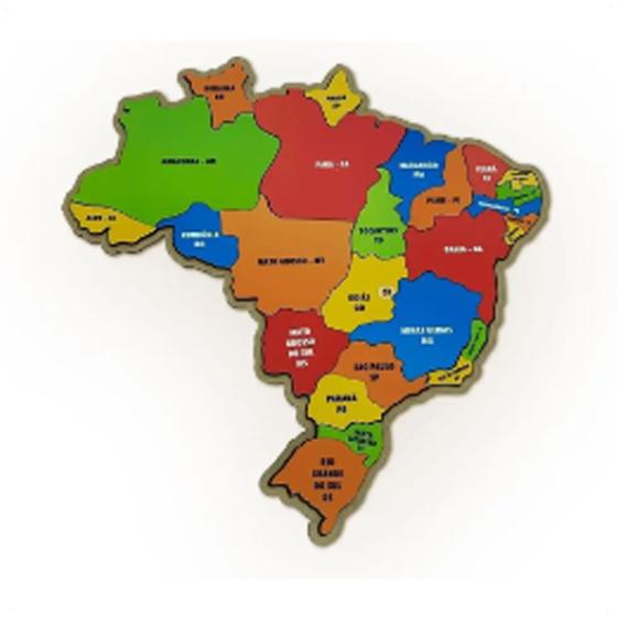 Imagem de Quebra Cabeça Mapa do Brasil G em MDF 2,5mm 27 Peças 38x37cm