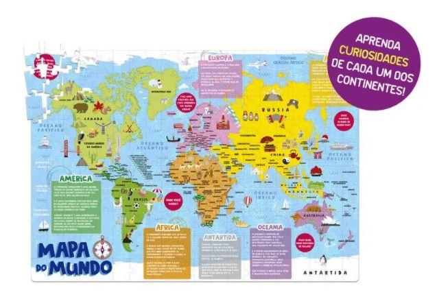 Imagem de Quebra Cabeça Mapa Do Mundo 200 Peças Toyster