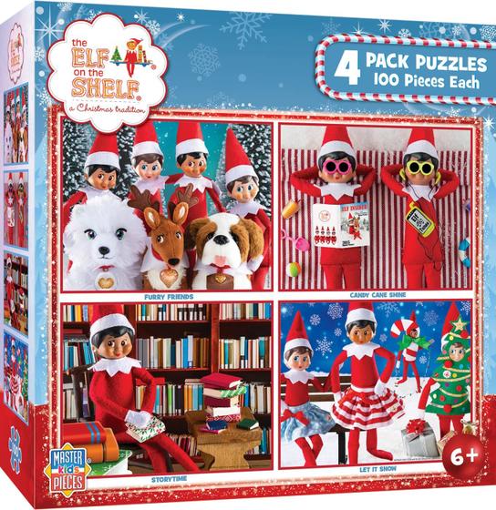 Imagem de Quebra-Cabeça MasterPieces Elf on the Shelf - Pacote com 4 de 100 Peças