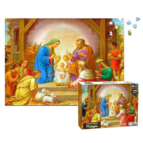 Imagem de Quebra-Cabeça Nascimento de Cristo Presepio Natal 1000 Pç - Pais e filhos