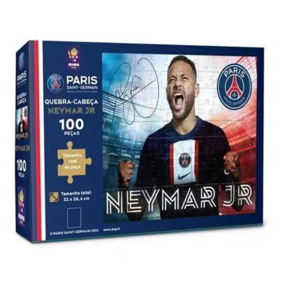 Imagem de Quebra-Cabeça Neymar Jr. 100 Peças Puzzle, Desafie-se e Monte Coleção PSG Mimo Toys - 2300