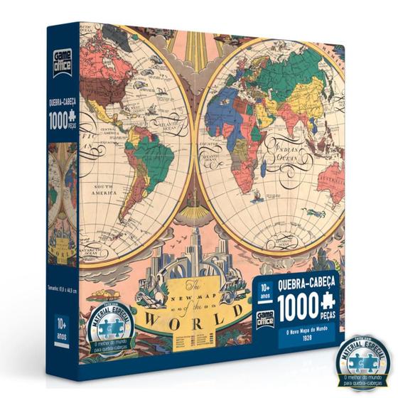 Quebra cabeça o novo mapa do mundo 1000 peças - GAME OFFICE - Quebra ...