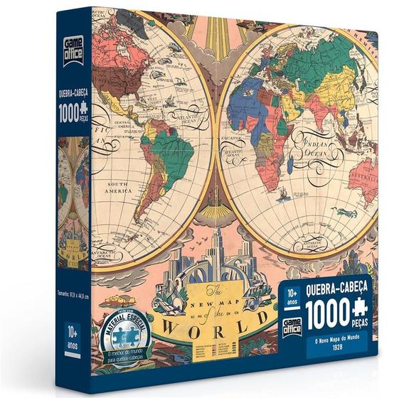 Quebra Cabeça O Novo Mapa do Mundo 1928 1.000 Peças Toyster - Quebra ...
