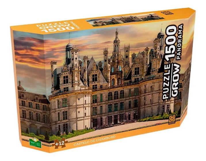 Quebra Cabeça Panorâmico Castelo Chambord 1500 Peças - Grow - Quebra ...
