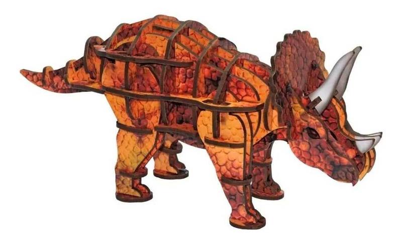 Imagem de Quebra-Cabeça Planet Adventure 3D Triceratops - 52 peças MDF