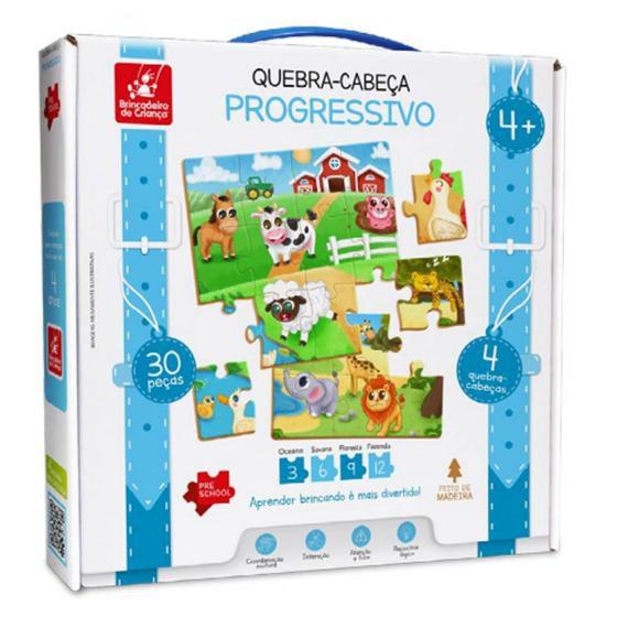 Quebra-Cabeça Progressivo com 30 PÇ Feito em Madeira - Brincadeira de ...