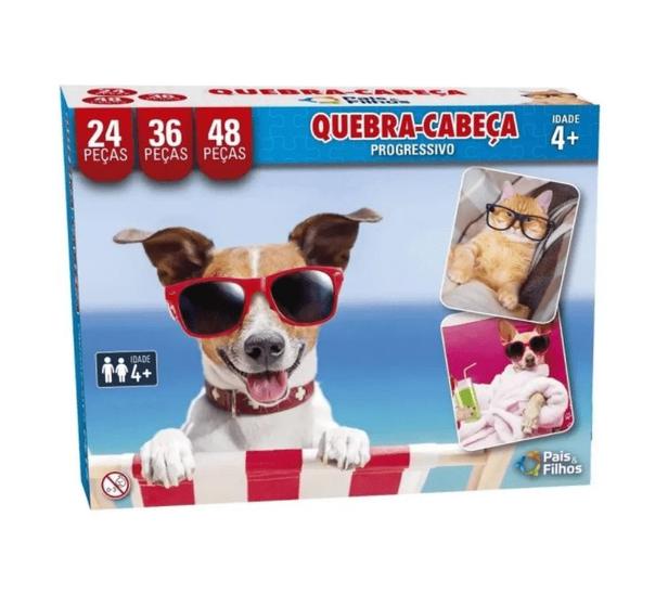 Imagem de Quebra Cabeça Progressivo Pets 24 36 48 Paes E filhos