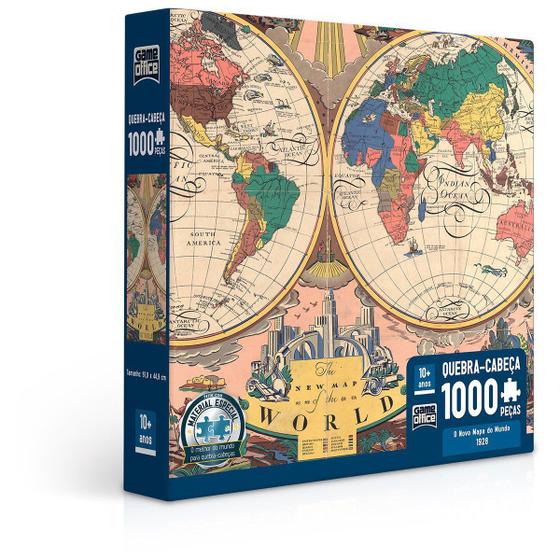 Imagem de Quebra-Cabeça Puzzle 1000 Peças O Novo Mapa Do Mundo - Toyster