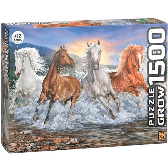 Imagem de Quebra Cabeça Puzzle 1500 Peças Cavalos Selvagens Grow