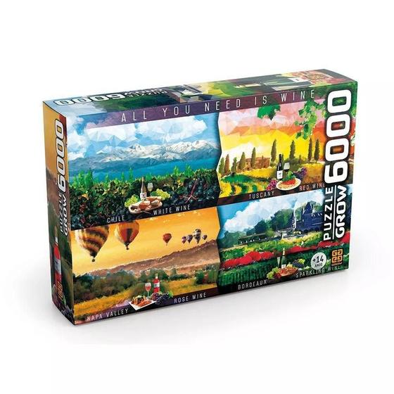 Quebra Cabeça Puzzle 6000 Peças Vinhos Do Mundo Grow - Quebra-Cabeça ...